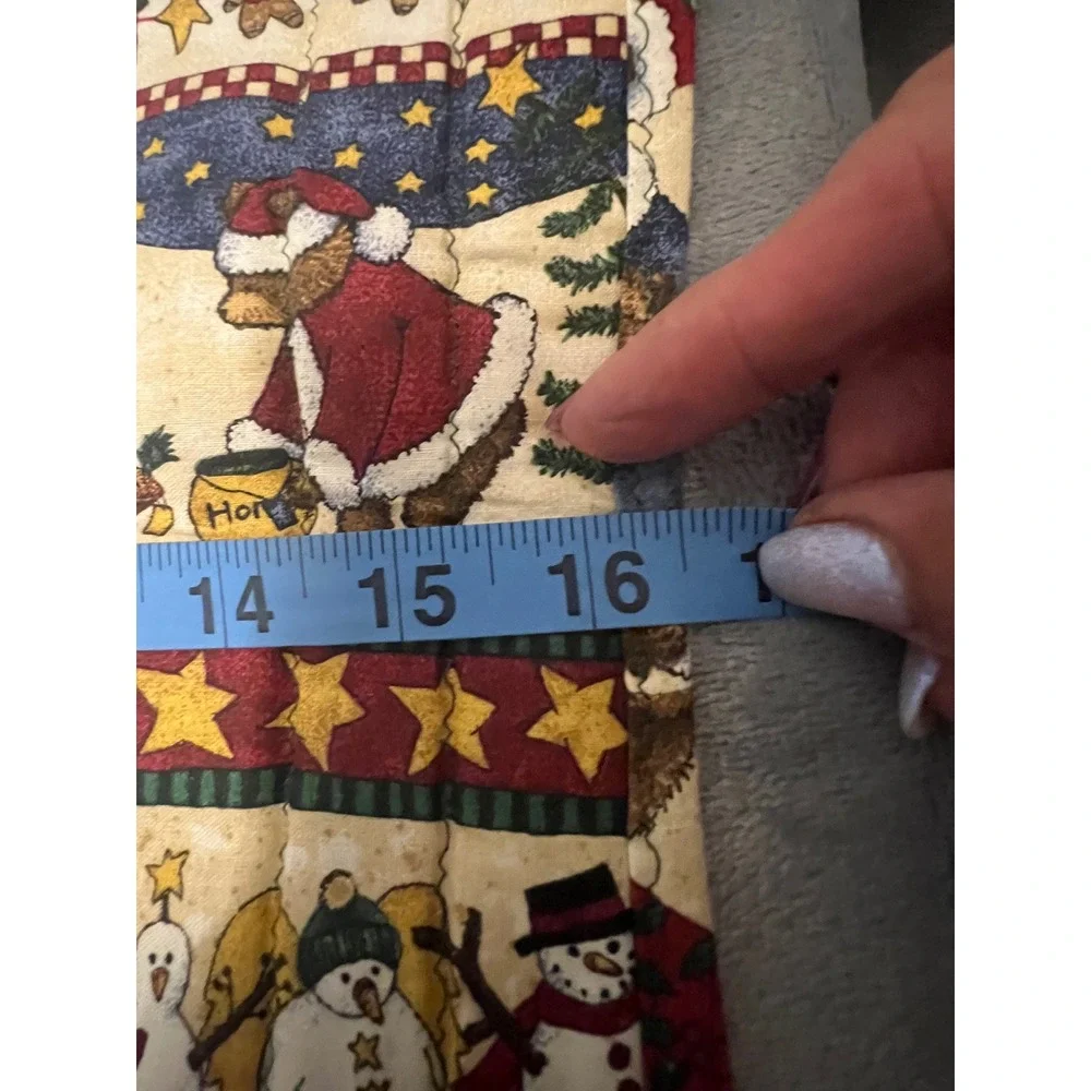 Vintage Christmas Teddy Bear Quilt Wall Hanging Handmade Holiday Decor‎ 17x16